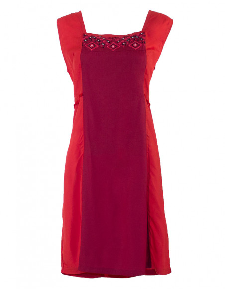 Two-tone ethnic embroidered dress