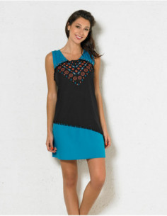 Robe courte bicolore boho ethnique
