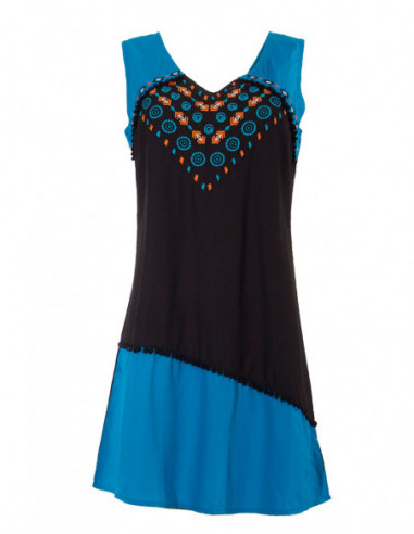 Robe courte bicolore boho ethnique