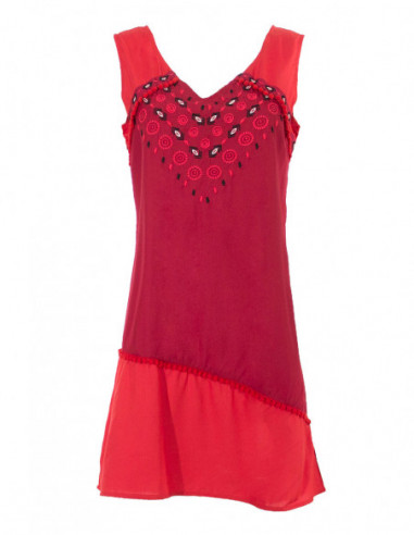 Two-tone Embroidered Short Dress