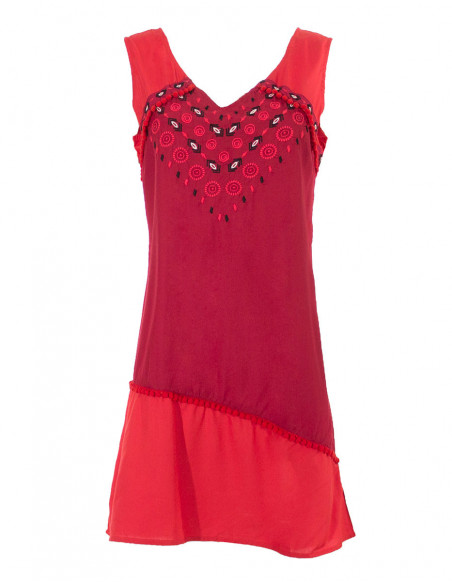 Two-tone Embroidered Short Dress