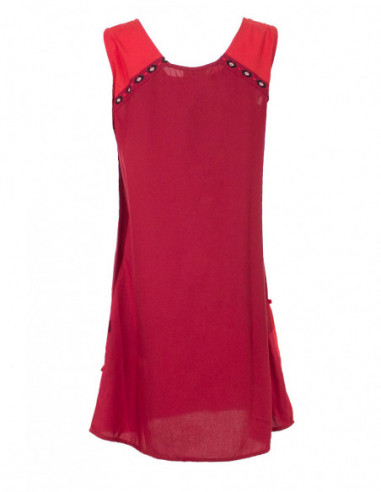 Robe courte originale style indien bicolore rouge et corail