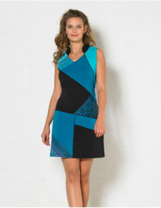 Robe courte patchwork coloré