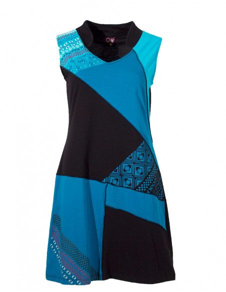 Colorful patchwork short dress