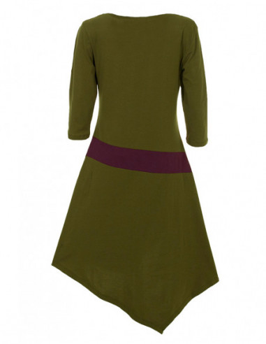 Dos de robe médiévale asymétrique originale pour femme kaki