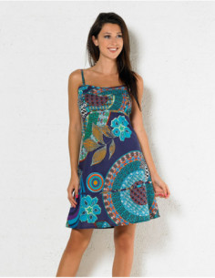 Robe courte motif feuilles