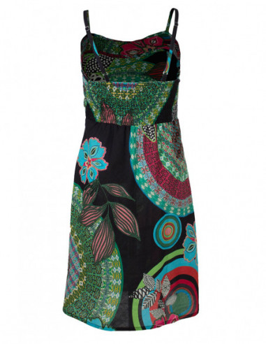 Robe courte motif feuilles