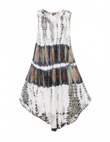 Robe de plage originale baba cool tie and dye noire