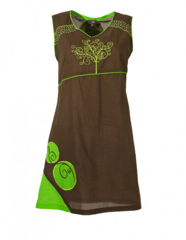 Robe courte brodée bicolore
