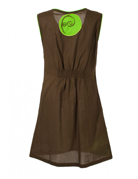 Robe courte brodée bicolore