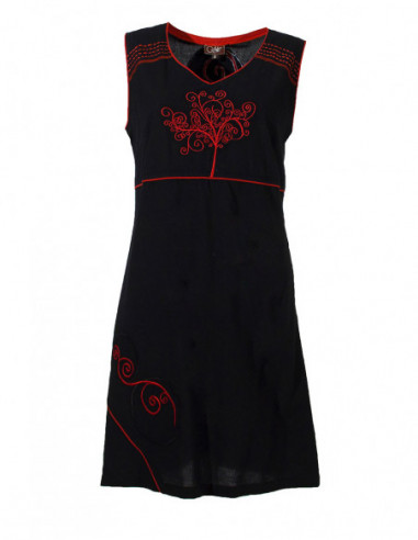 Robe courte brodée bicolore