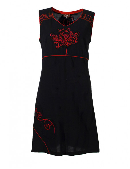 Two-tone Embroidered Short Dress