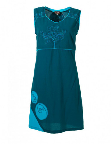 Robe courte brodée bicolore