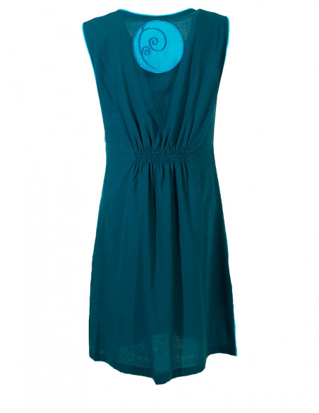 Robe courte brodée bicolore