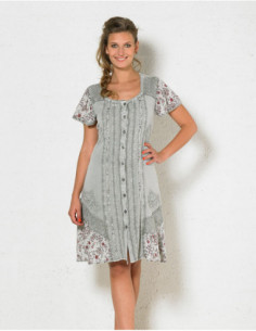 Robe courte imprimée et brodée