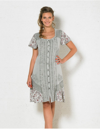 Robe courte imprimée et brodée