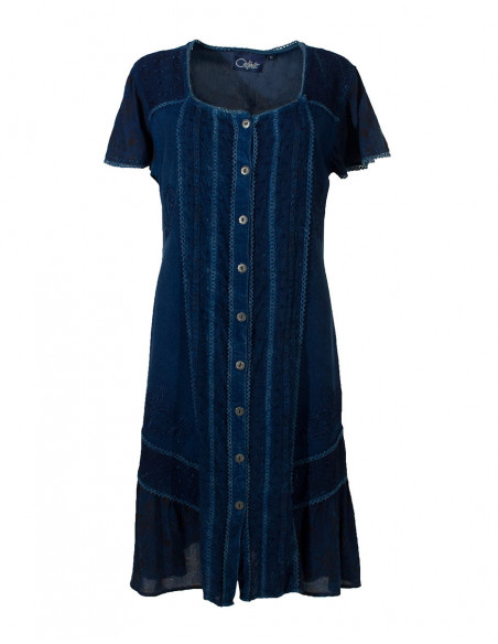 Robe courte imprimée et brodée