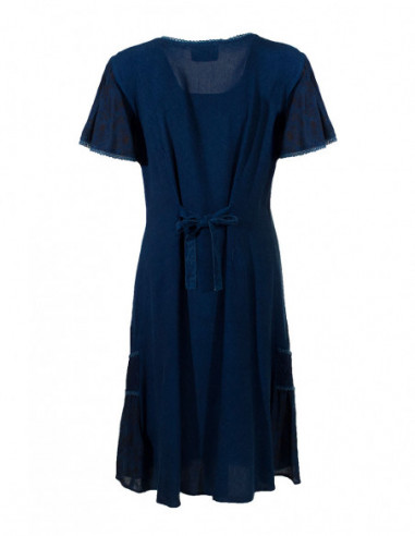 Printed and embroidered short dress