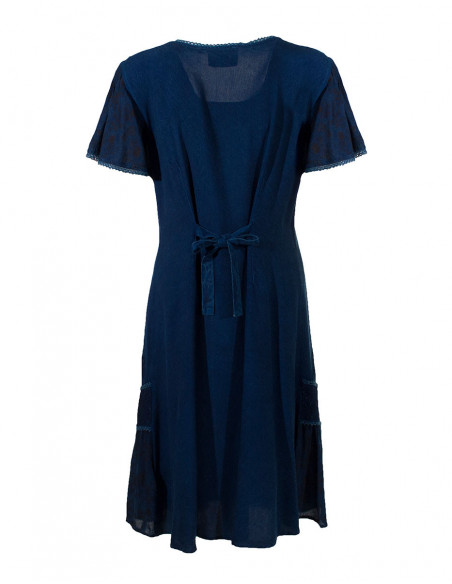 Robe courte imprimée et brodée