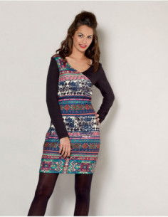 Robe asymétrique motif ethnique/vintage