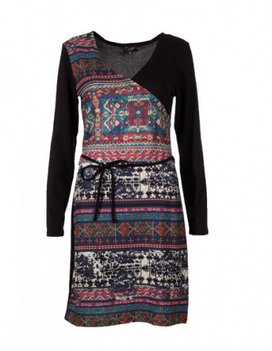Robe asymétrique motif ethnique/vintage