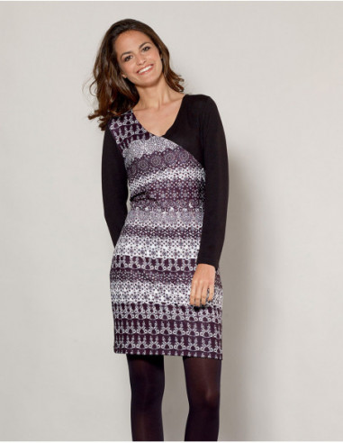 Robe fluide effet portefeuille ethnique chic