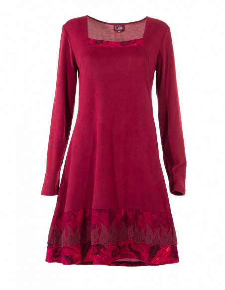 Robe maille fine volant dentelle