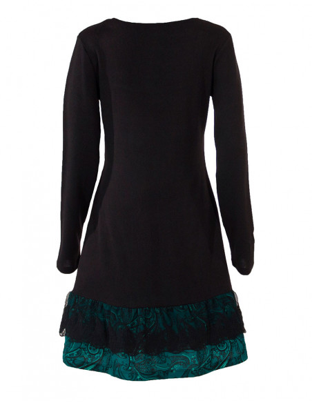 Robe maille fine volant dentelle