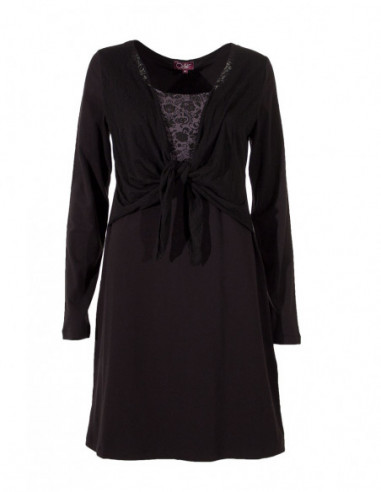 Robe courte féminine effet boléro unie noire