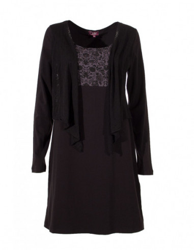 Long sleeves dress with bolero effect