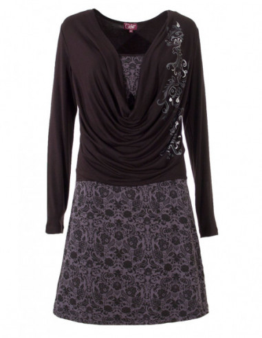 Robe noire baroque col bénitier