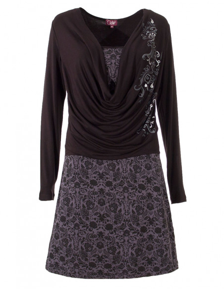 Robe noire baroque col bénitier