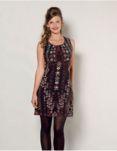 Robe courte moulante sans manches imprimé aztèque ethnique