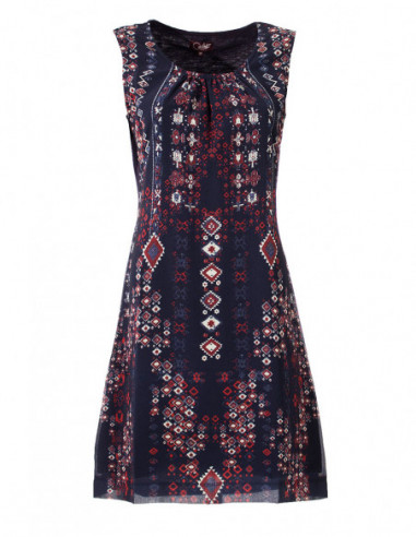 Robe courte moulante sans manches imprimé aztèque ethnique