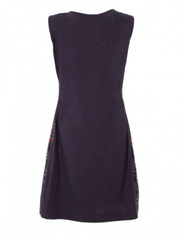 Dos uni de robe courte moulante sans manches imprimé aztèque ethnique bleu marine