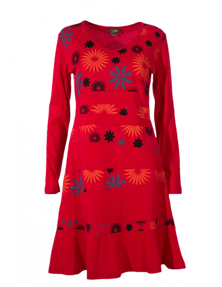 Robe hippie chic noire et rouge