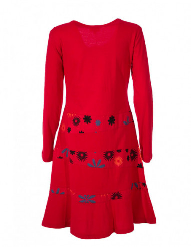 Robe hippie chic noire et rouge
