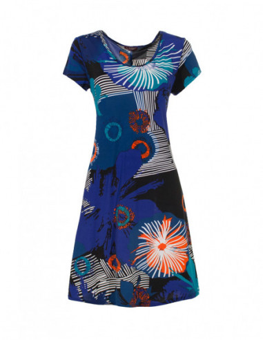 robe été originale ethnique grande taille bleue