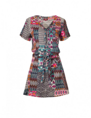 Robe courte été imprimé patchwork