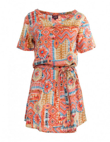 Robe ethnique couleur corail