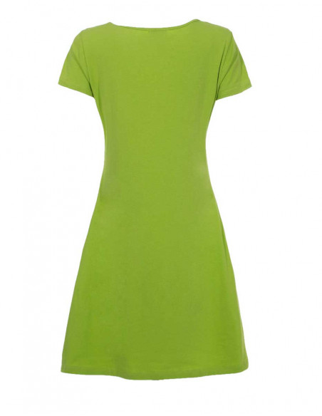 Robe ethnique manches courtes grande taille dos anis