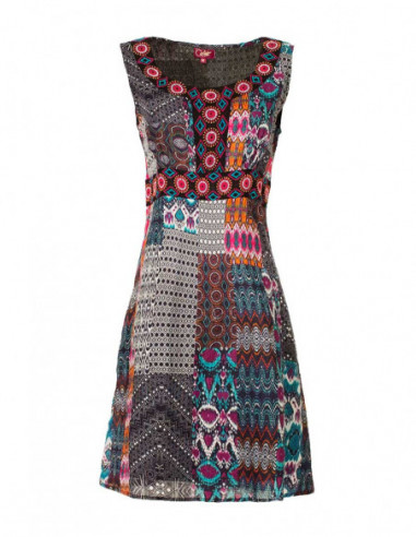Robe brodée été ethnique patchwork