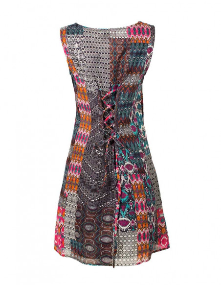 robe ethnique patchwork sans manches dos