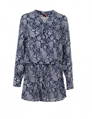 Robe  marine fleurie manches