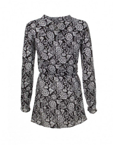 Robe manches longues fleurie fond noir