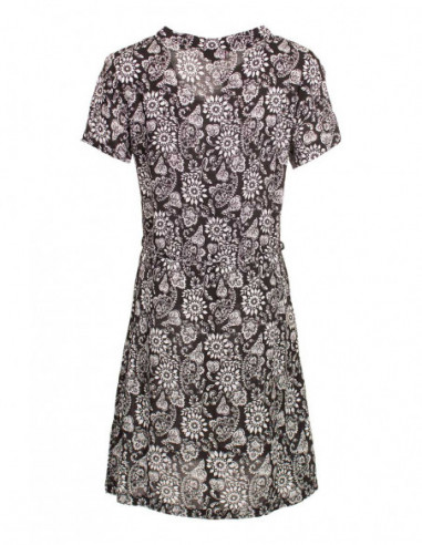 Robe courte coupe cintrée noire à fleurs blanches originales