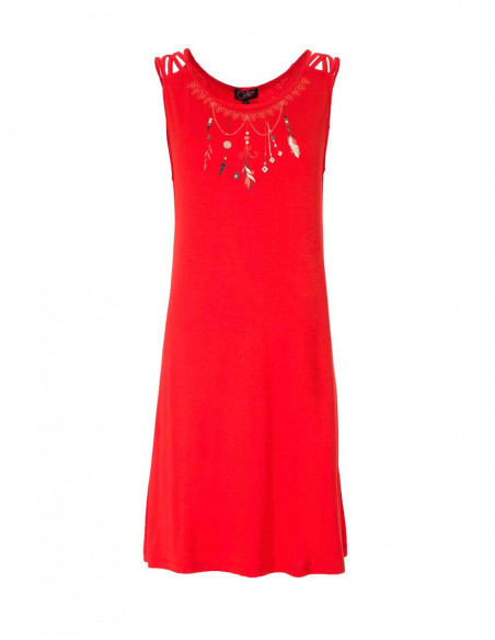 Pearl and feather necklace dress