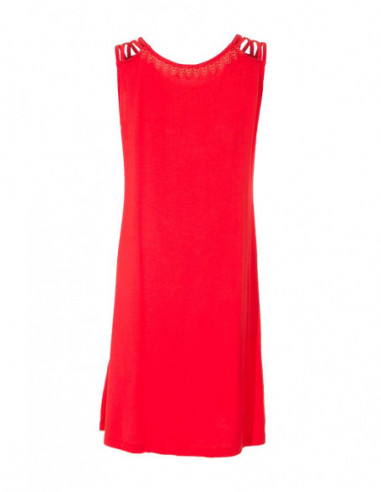 Robe courte fluide et légère unie sans manches rose corail