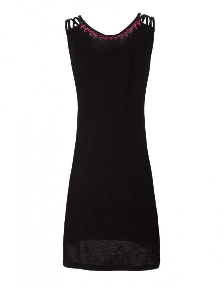 Robe courte fluide et légère unie sans manches noire