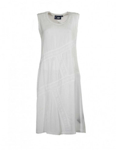 Robe délavée beige brodée